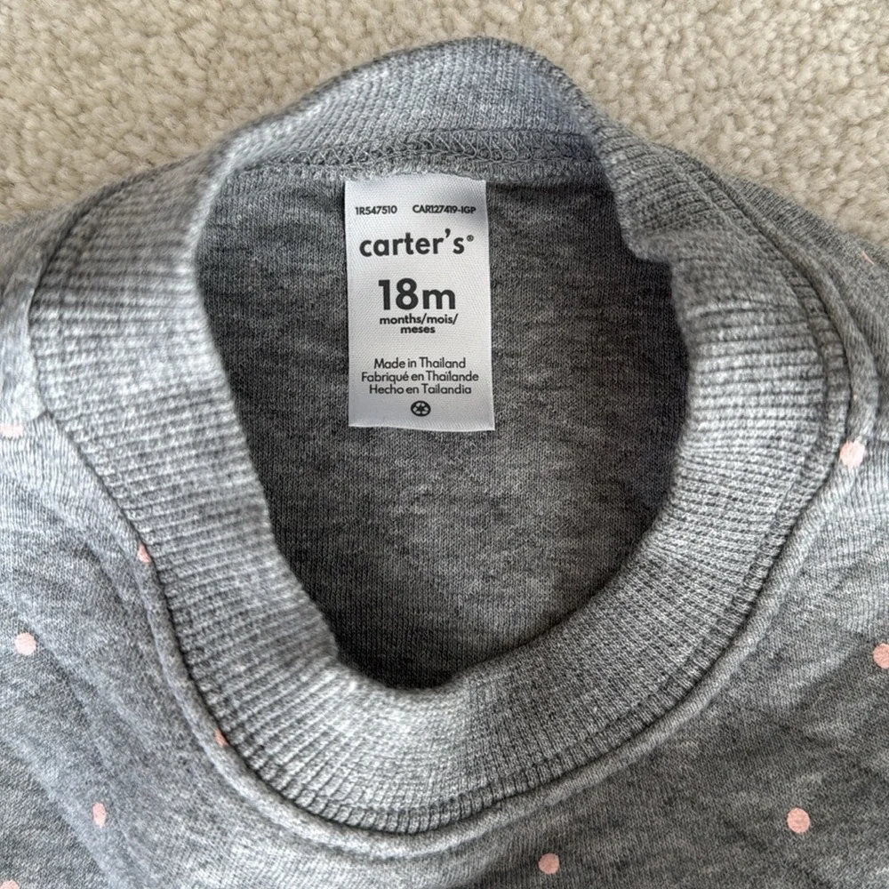 Carter's Gray Quilted Jumpsuit with White Bow